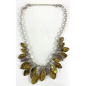 Premier Designs Necklace Silver tone Monterey Abalone Jewelry 16-20"